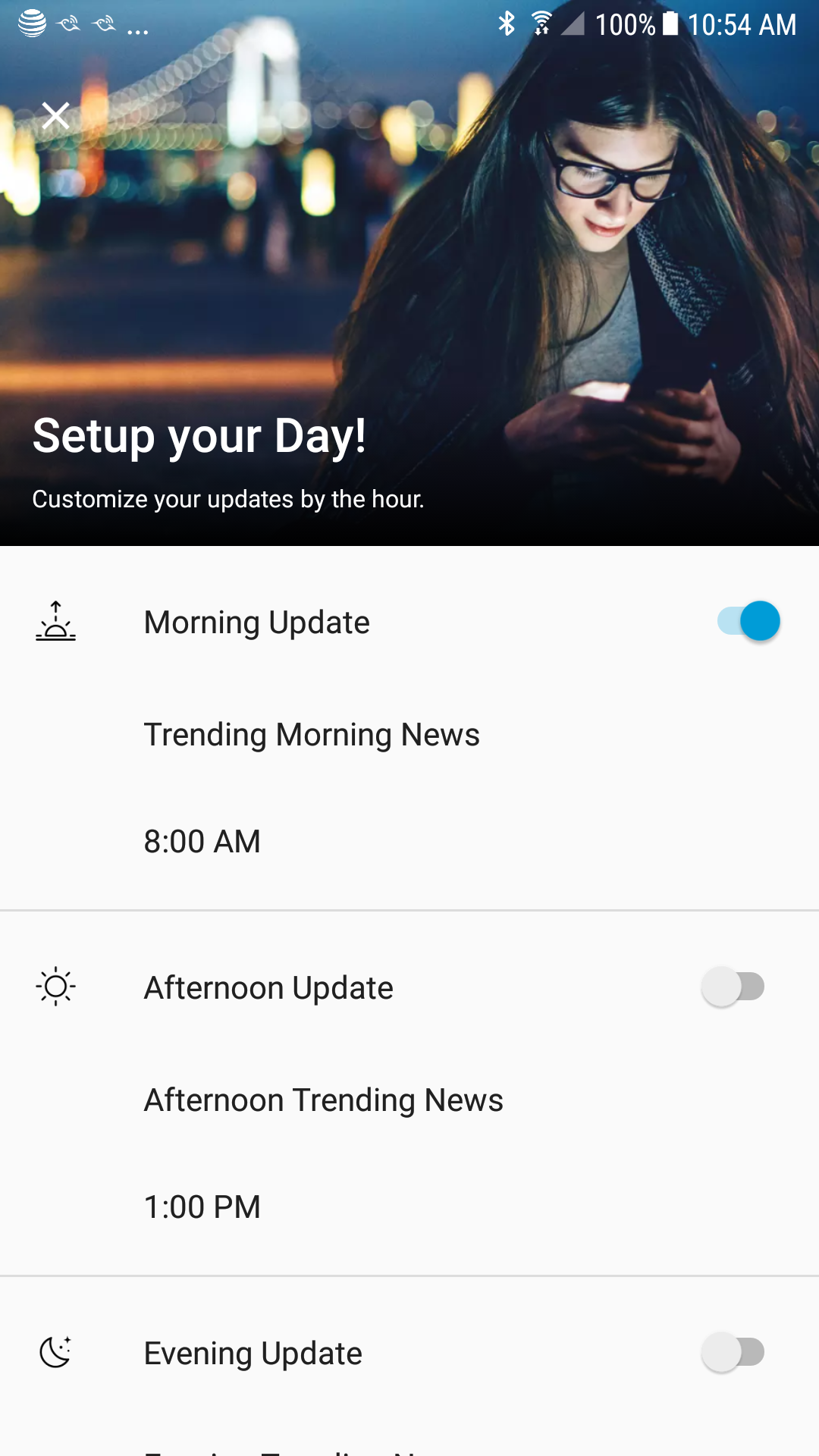 News alerts menu