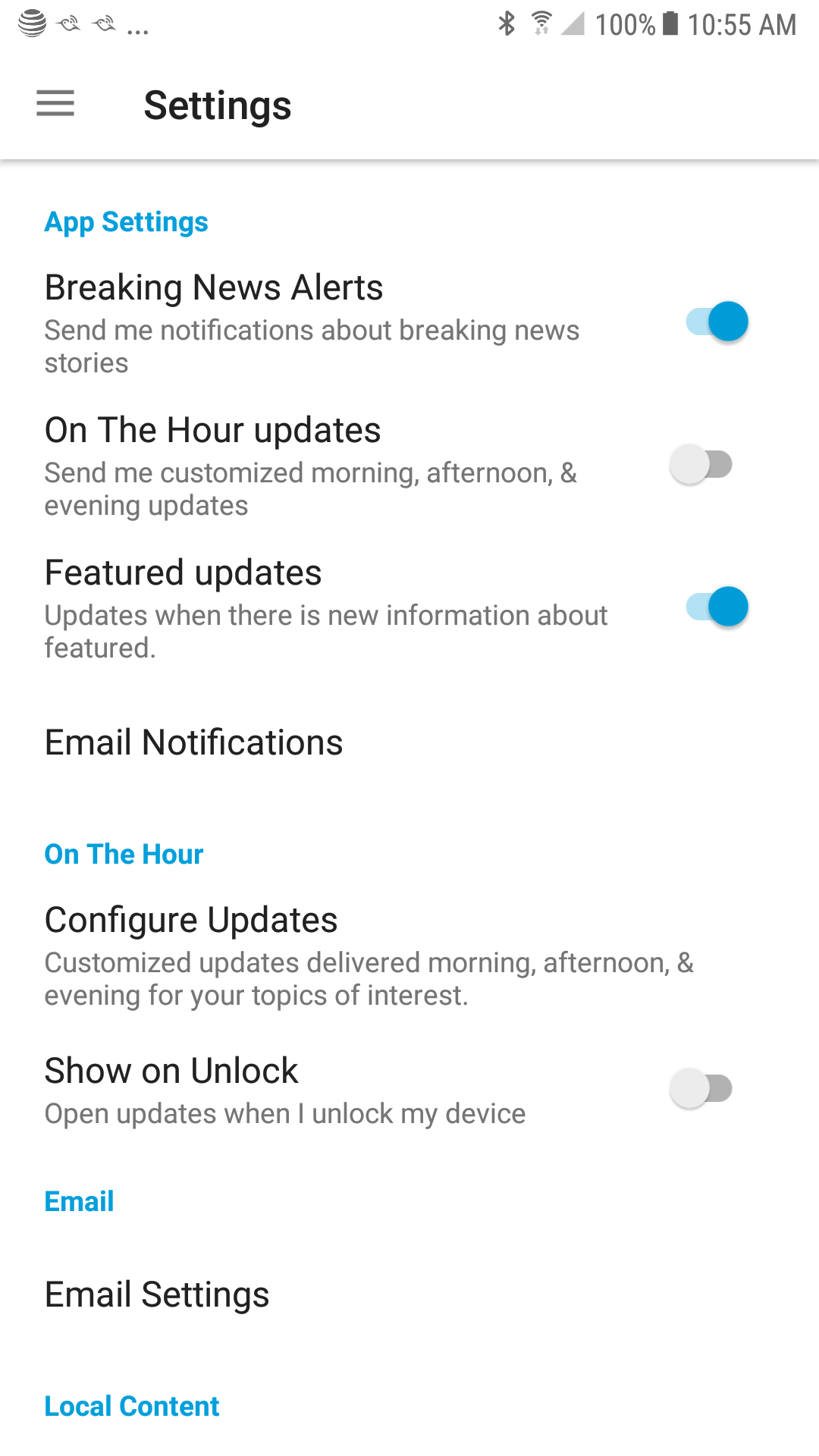 Alerts page for start.att.net